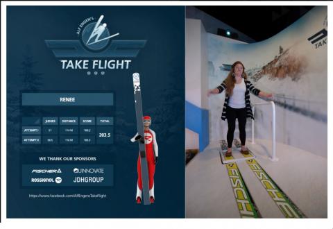Museum guest experiences "Alf Engen's Take Flight" exhibit at Alf Engen Ski Museum 
