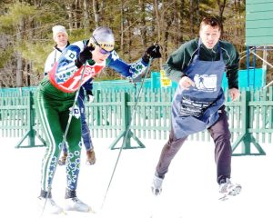 Ruff Patterson cheering on his athlete at the Dartmouth Winter Carnival