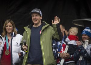 Ted Ligety at the Olympic Homecoming Parade on Main Street, Park City in 2018