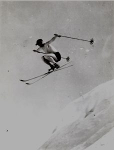 Alf flying off a cornice in shorts