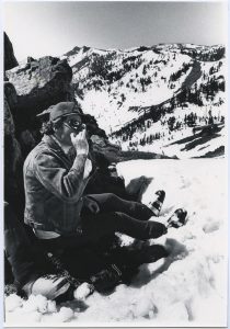 Craig Badami and unknown skier atop a mountain near Park City – circa 1970s.