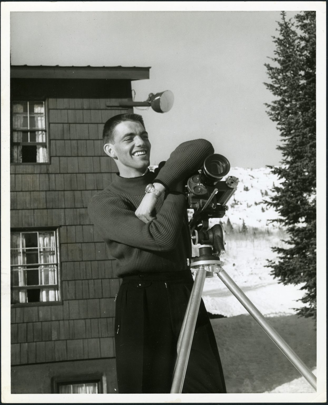 Darrell Robison taking a break from filming the movie Ski Crazy at Alta ...