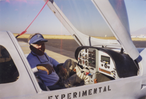 Dick Mitchell sits in the cockpit of his LanceAir – a plane he built himself. 2009