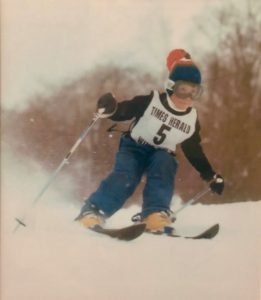 Four-year-old Erik Schlopy in a race in Wing Hollow, New York – 1976.