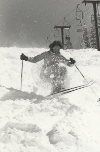 Karen Huntoon skiing moguls, circa 1970s-80s