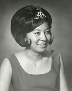 Barbara Yamada, Queen of the I Club, Idaho State University athletes club, 1968.
