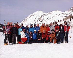 2010 National Ski History Week at Alta. Barbara Yamada is shown kneeling in the front row, far left.
