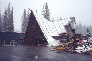 Demolition of the original A-Frame, 1999.