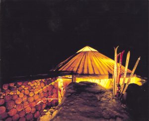 The Solitude yurt offering high end dining for up to 16 people, was the first of its kind for ski resorts in Utah. Photo taken in 1992.