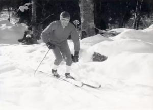 Bill Spencer cross-country skiing, circa 1960s-70s.