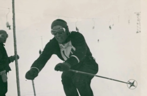 Dean Perkins at a Sun Valley race, circa 1950.